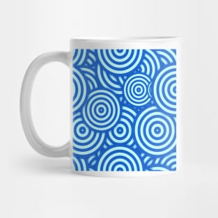 Two Blues Concentric Circles Pattern Mug